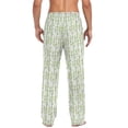 thumbnail image 2 of Men's Lightweight Pajama Bottoms Vertical Green Sprigs Stretch Elastic Waist Side Pockets Spring Fall, 2 of 7