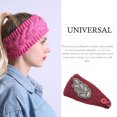 thumbnail image 3 of Crochet Headbands Winter Leaves Pattern with Rhinestones Elastic Head Protector Wide Warm Chunky Hair Accessories for Girls Purplish red, 3 of 7