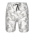 thumbnail image 3 of Balery Hand Drawn Rabbit Traje de Baño Estilo Hawaiano para Hombre, Shorts de Secado Rápido con Bolsillos-XX-Large, 3 of 6