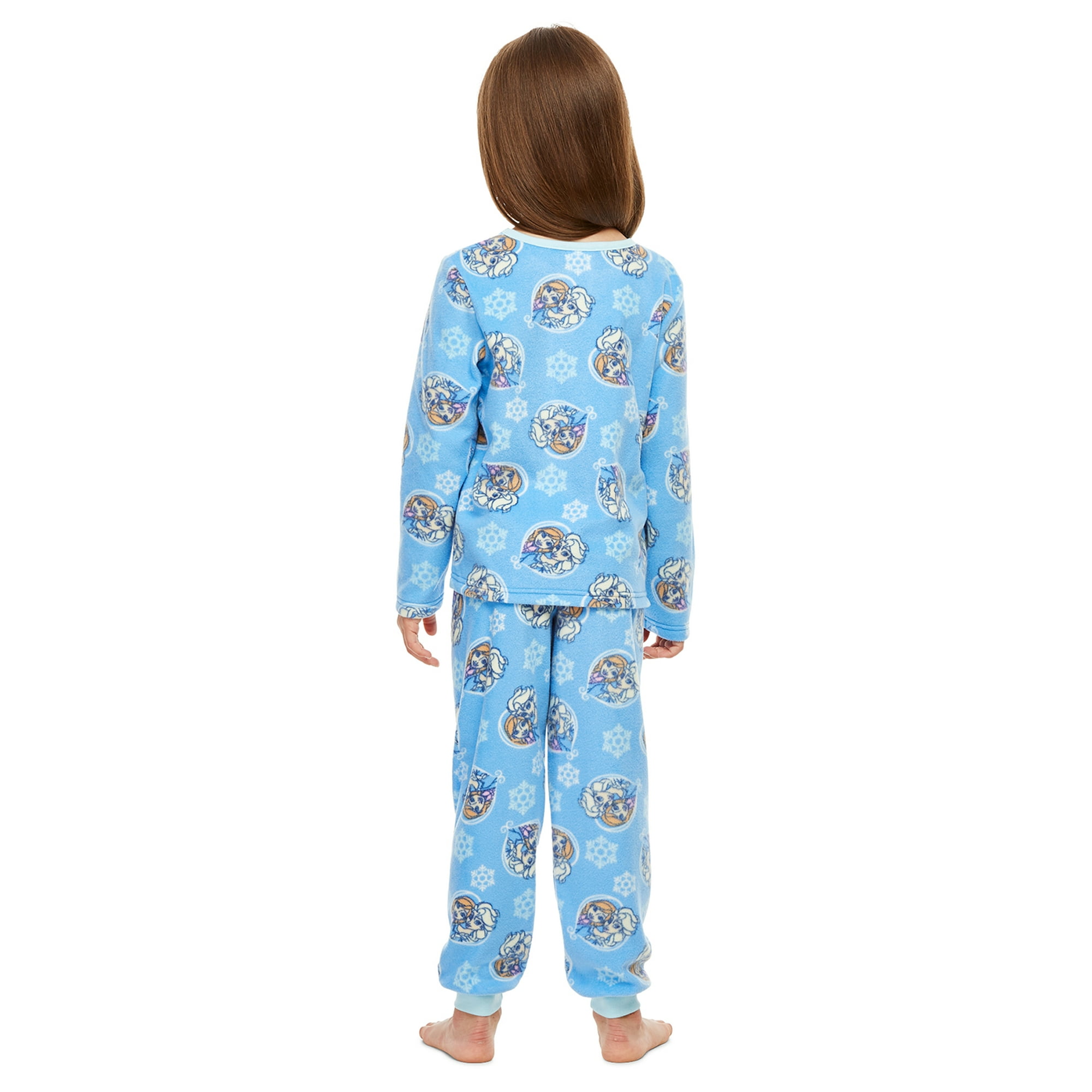 Disney Frozen 2 Piece PJ Set For Girls Blue Fleece Pajamas For Kids 3 Walmart