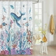 thumbnail image 4 of Fabric Shower Curtain, Summer Whale Fish Coral Starfish Colorful Ocean Bathroom Curtain with 12 Hooks Waterproof No Bad Odor Machine Washable Bath Curtains for Bathroom, Spa Room, 36"x72", 4 of 6