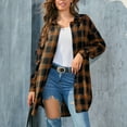 thumbnail image 5 of DDAPJ pyju Lightweight Shacket for Women Mid Long Shirt Jacket Oversized Boyfriend Plaid Shirts Brown XL, 5 of 6