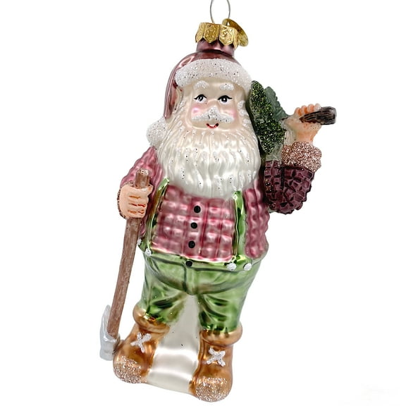 Lumberjack Ornament - Santa Claus Blown Glass Christmas Ornament
