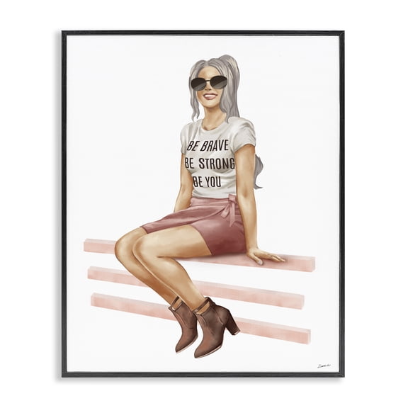 Stupell Industries Contemporary Be You Inspirational Female Fashionista Black Framed Giclee Art, 11 x 14, by Ziwei Li