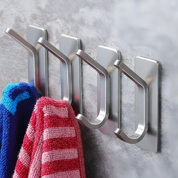 LAMIRO Adhesive Towel Hooks,Stainless Steel,Heavy Duty,4-Pack
