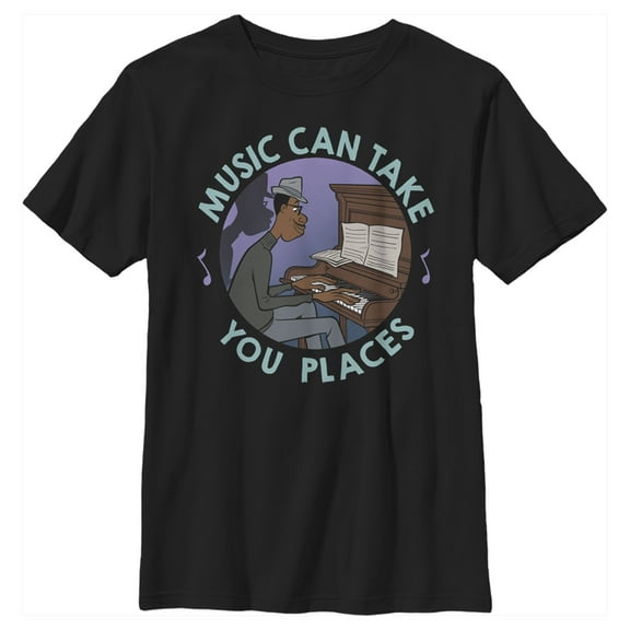Boy's Soul Music Takes You Places  Graphic Tee Black Large