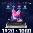 thumbnail image 3 of 15.6 FHD Laptop Student Laptop 16GB RAM 1TB SSD Intel Pentium Quad-Core N100 Processor (Up to 3.4GHz) Backlit Keyboard privacy camera Fingerprint WiFi 6 BT5.2 Business-Laptop Windows 11 Laptop-Red, 3 of 7