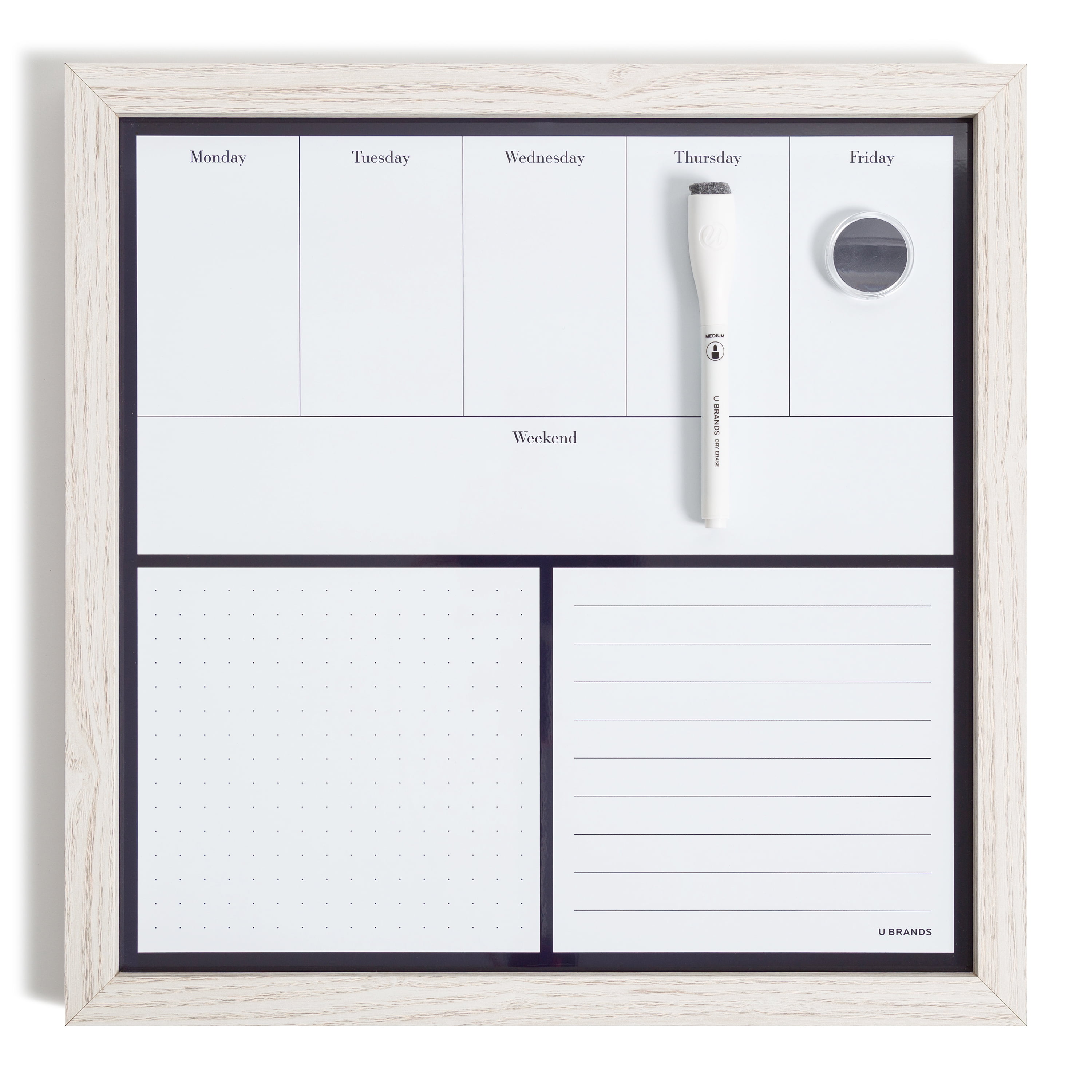 U Brands Magnetic Weekly Dry Erase Whiteboard, 14