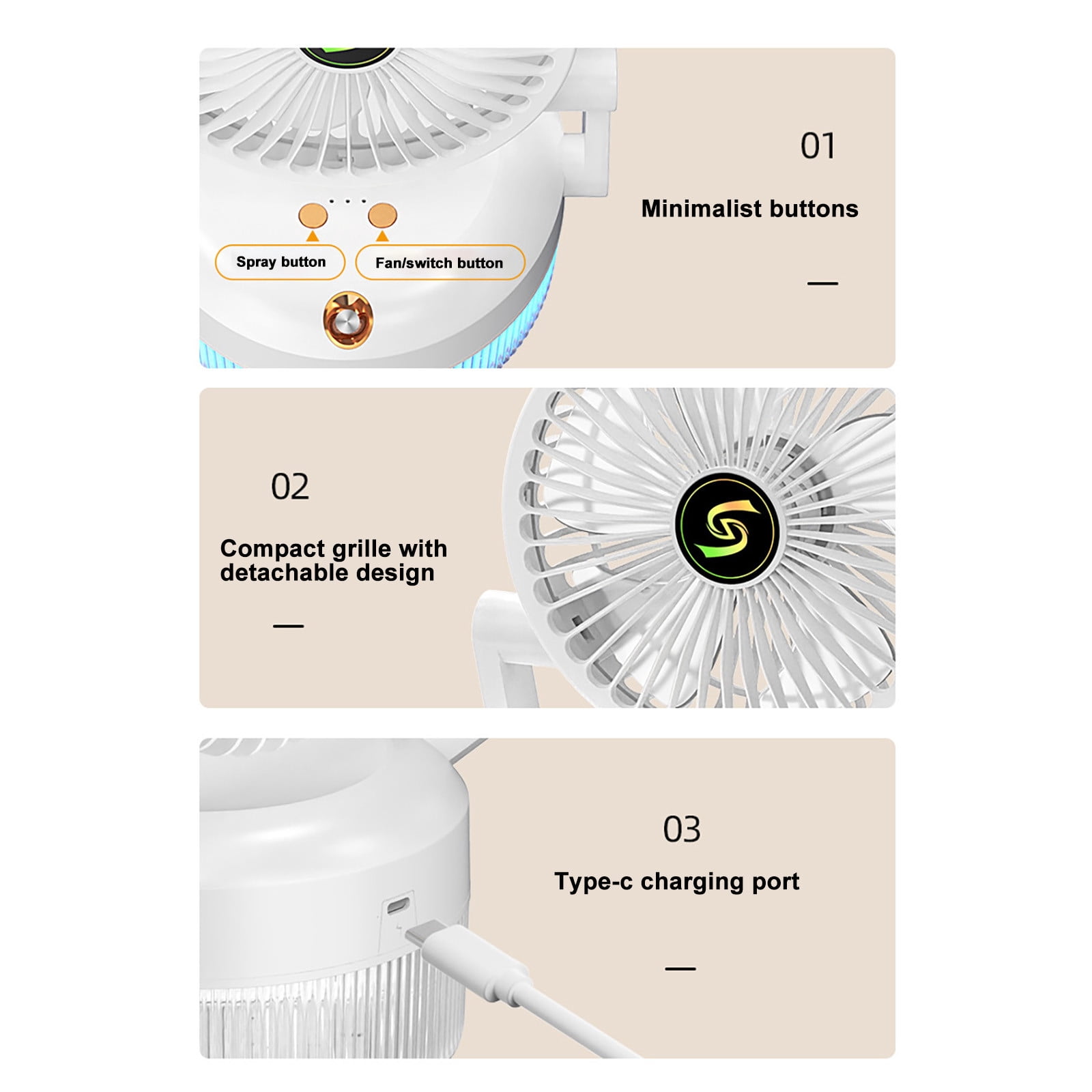 Portable Misting Fan, Rechargeable Battery Powered Air Conditioner with Mister, 10-Inch Personal Cooling Mist Fan, for Home Desk, Camping, Outdoor&Indoor