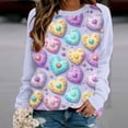 thumbnail image 2 of VALMASS Chandails en Molleton Col Rond pour Femmes Saint-Valentin Imprimé Floral Manches Longues Mode Décontractée Blouses Sans Capuche (S, Violet), 2 of 3