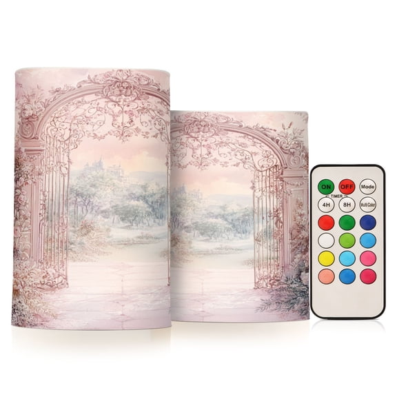 BZSMCE Flameless Candles LED Lights Ornate Gate with Floral Creativity Battery Candles