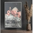 thumbnail image 1 of PixonSign Framed Canvas Print Wall Art Pink and Gray Flamingo Flock Animals Wilderness Photography Modern Art Contemporary Portrait Black and White for Living Room, Bedroom, Office - 24"x36" White, 1 of 5