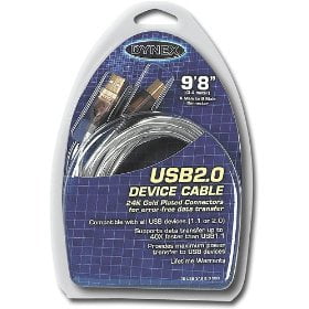 Cable periférico USB-A a USB-B 2.0 Dynex de 3 m