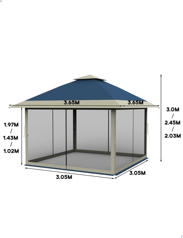 Riedhoff 12'x12' Pop up Gazebo,Outdoor Canopy Shelter with 4 Stanbags for Garden,Navy Blue
