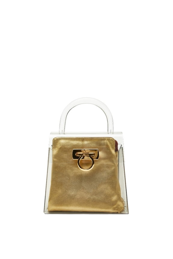 Pre-Owned Salvatore Ferragamo Gancini Top Handle Acrylic Handbag, Clear Plastic, Women's.