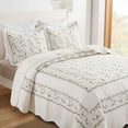 thumbnail image 4 of 3Pcs 100% Cotton Embroidery Delicate Floral Quilt Bedspread Set, 4 of 12