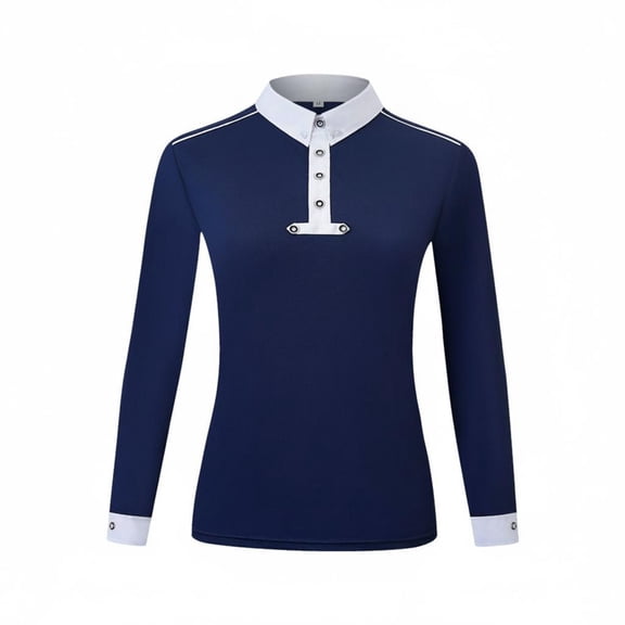 amagogo Equestrian Top Riding Polo Shirt Stretch Fabric Long Sleeve Design for Adult Men Clinics and Shows