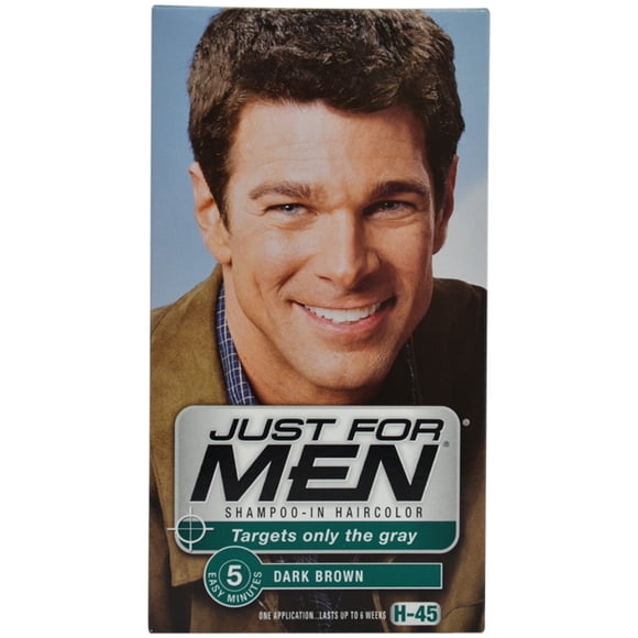 Shampoo-In Haircolor H-45 Dark Brown by JUST FOR MEN for Men - 1 Application Hair Color
