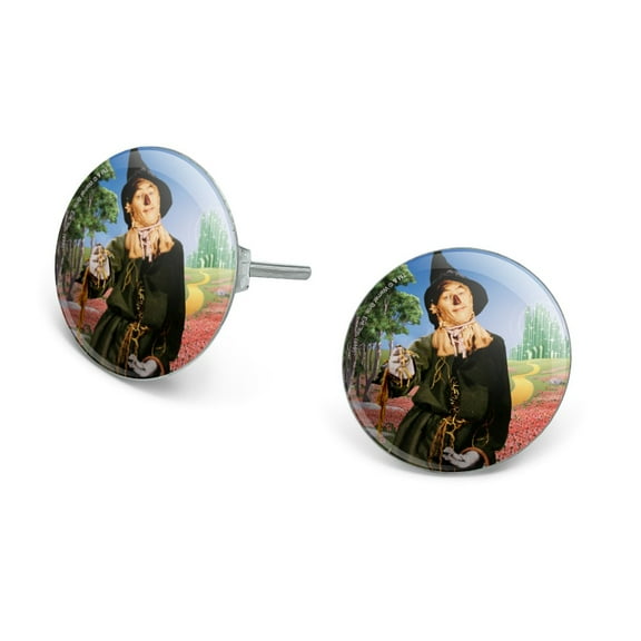 Wizard of Oz Scarecrow Character Novelty Silver Plated Stud Earrings