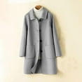 thumbnail image 4 of Wool Blend Trench Coat Womens Single Breasted Overcoat Lapel Collar Mid Long Dressy Jacket Pea Coat with Pockets (M, Gray), 4 of 6