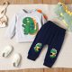 thumbnail image 3 of Gibobby Conjunto de pants para niño Bebé Niños niñas manga larga dibujos animados dinosaurio estampado estampados pulóver Tops pantalones trajes(Gris,18-24 Meses), 3 of 5