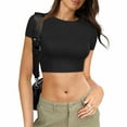 thumbnail image 2 of Womens Crop Tops Cute Summer Crew Neck Basic Tees Slim Fit Trendy Short Sleeve T Shirts for 2026, 2 of 5