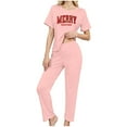 thumbnail image 2 of Maplenight Christmas Pajamas for Women Set 3 Piece Letter Print Graphic Short Sleeve Sleepwear Pjs Sets Xmas Loungewear, 2 of 6