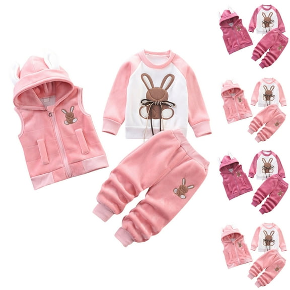 LOVZFMLL Toddler Girl Clothes Long Sleeve Top and Pant 3 Piece Sets Going Out Streetwear Casual Fall Winter Outfits 1-2 Years