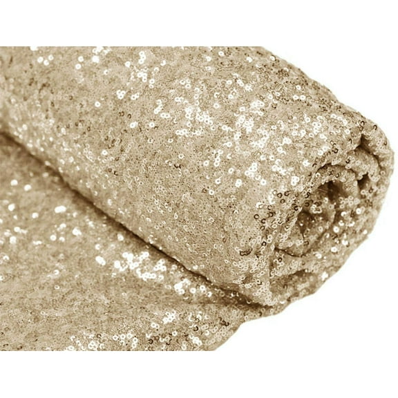 DECORATIVE SILK INC. Sparkly Glitz Sequins Beaded Fabric 54" Wide 100% Polyester By The Yard( LIGHT GOLD )