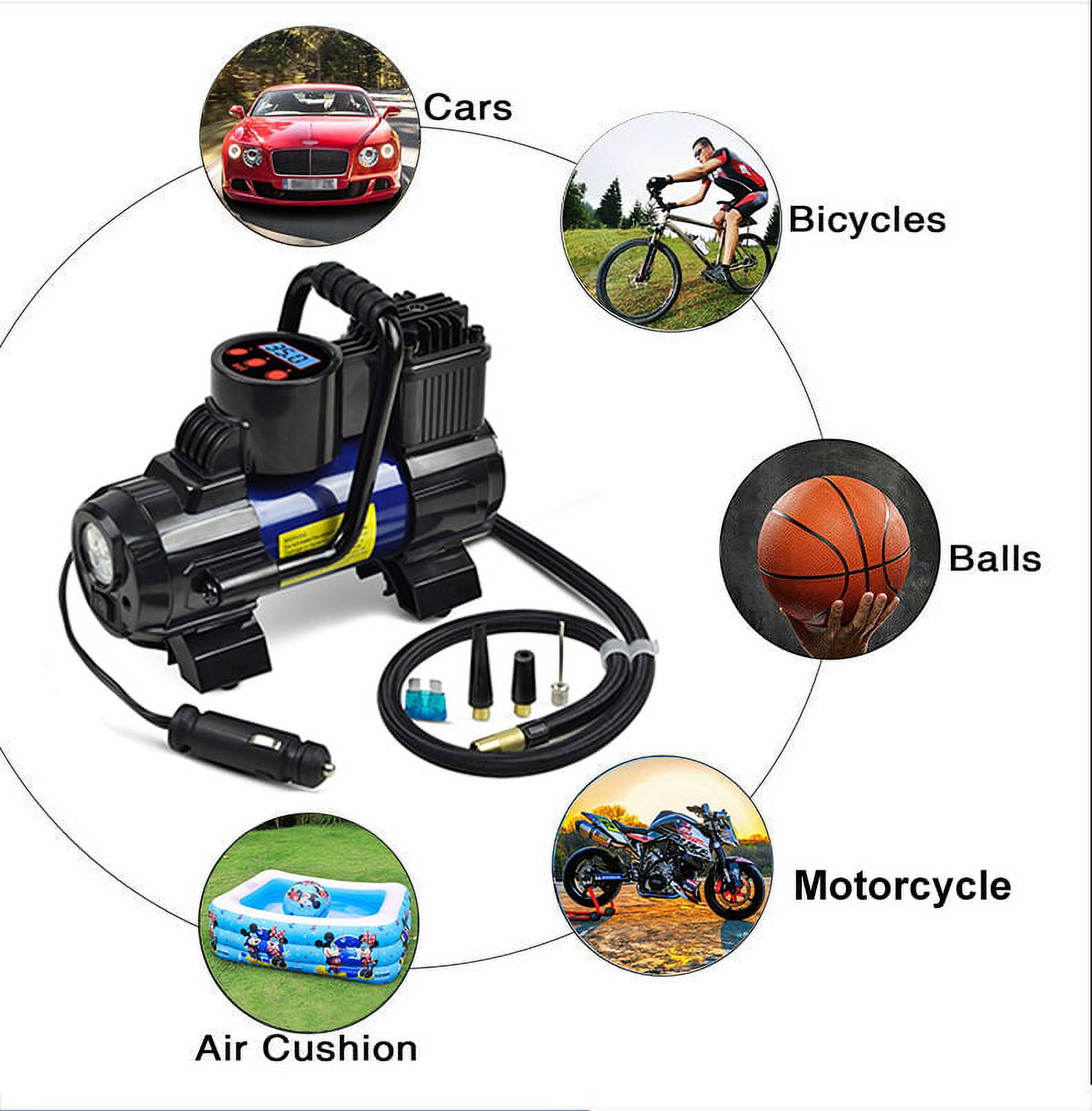 SEBORIO 12V DC Portable 150PSI Air Compressor Car Tyre Tire Inflator Pump Auto Shut Off LED Digital Display,Gold