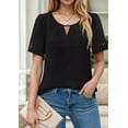 thumbnail image 5 of Women'S Summer Tops Dressy Casual Short Sleeve Blouses Elegant Shirts Black XXL, 5 of 6