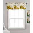 thumbnail image 3 of Yellow Floral Linen Curtain Valance for Bedroom/Bathroom/Kitchen/Office/Living/Dining Room Window,Farmhouse Truck Sunflower Summer Spring Pocket Topper Drapes Decorative Cafe Drapery Panel 42"x12", 3 of 6
