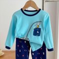 thumbnail image 4 of TOWED22 Toddler Newborn Boy Clothes 2Pcs Long Sleeve Print Cotton Pullover Top Elastic Waist Pants Fall Winter Outfits(Sky Blue,5-6 Y), 4 of 5