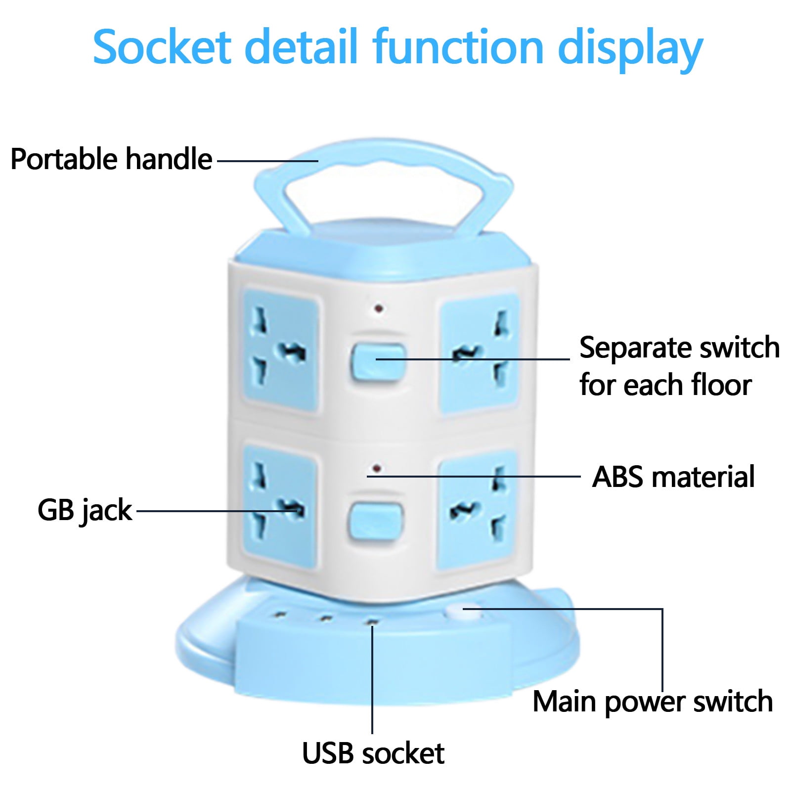 Vertical Power Strip Tower with 20 Outlets & 3 USB Ports – 6.6ft Surge Protector for Home/Office (White, 2500W, FCC Certified)