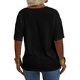 thumbnail image 2 of Solid Color Women Plus Size V-neck Casual Shirt Short Sleeved Simple Tee Tops, 2 of 4