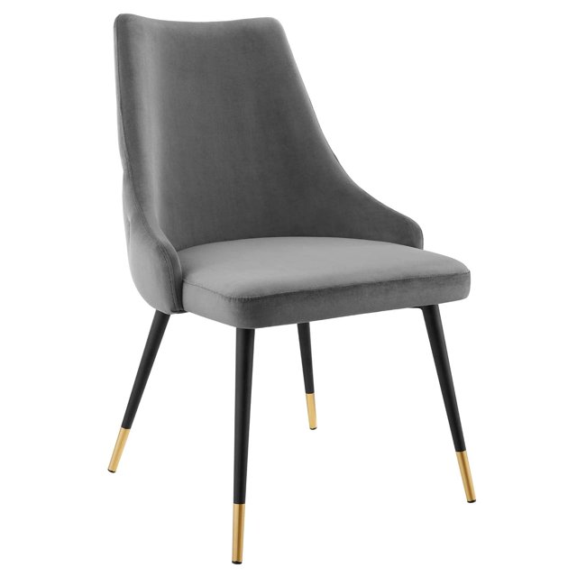 Modway Chaise Latérale de Salle à Manger en Velours de Performance Capitonné, Gris