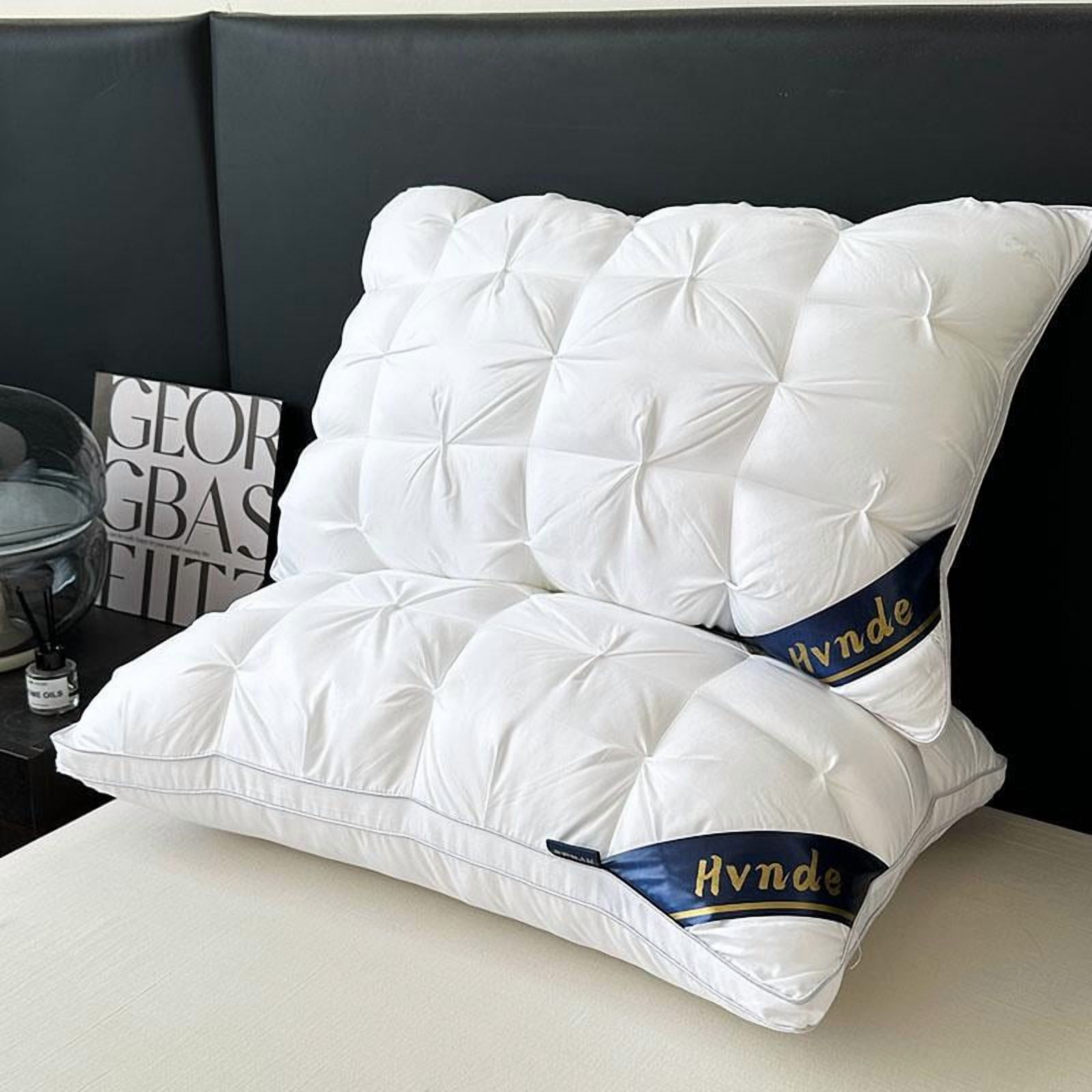 Hvnde  Luxury Hotel Quality Bed Pillows For Sleeping, Low Allergy Polyester Fiber Cover, Premium Soft Down Alternative Fill For Back, Stomach Or Side Sleepers, Ergonomic Design, Deep Sleep