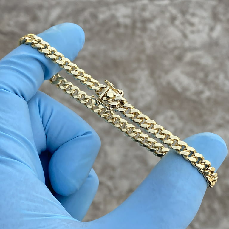 Real Solid 925 Silver & 14k Gold Mens Miami Cuban Link Bracelet