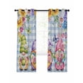 thumbnail image 7 of Spring Floral Gnomes Blackout Curtains for Bedroom, Watercolor Flowers Butterflies Blue Plaid Thermal Insulated Kitchen Drapes with Grommets, Light Blocking Window Treatment, 2 Panels 42" x 84", 7 of 7