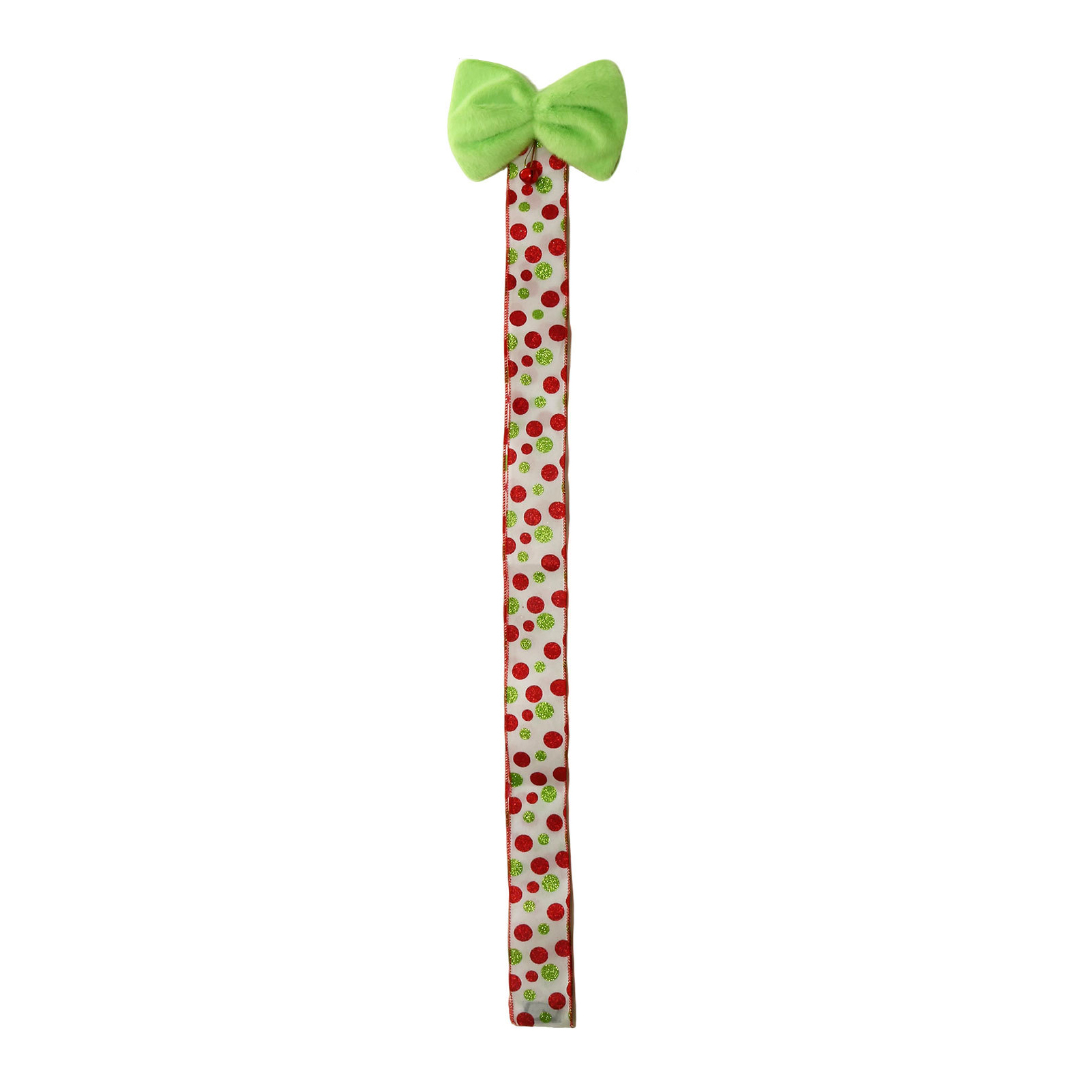 Dserfhy Green Christmas Cabinet Door Bows with Bell Plush Faux Fur Furry Bows with Dot/Striped Ribbon for Xmas Wreath Door Window Fireplace Staircase Indoor Decor