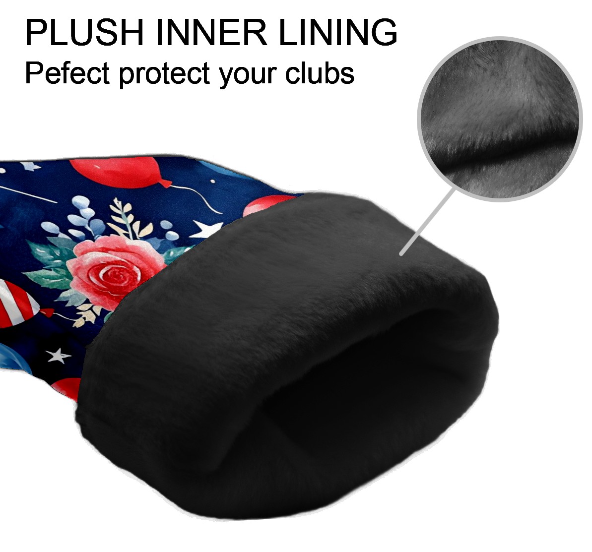 Golf Club Covers, Blue HatFirework Premium PU Leather Driver Hybrid Putter Head Covers with Velvet Lining, Waterproof Golf Gifts for Men Women