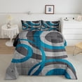 thumbnail image 1 of Erosebridal Gray Blue Bedding Full Comforter Set, Abstract Swirl Circle Down Comforter, Geometric Bedroom Decor Microfiber 3pcs, 1 of 8