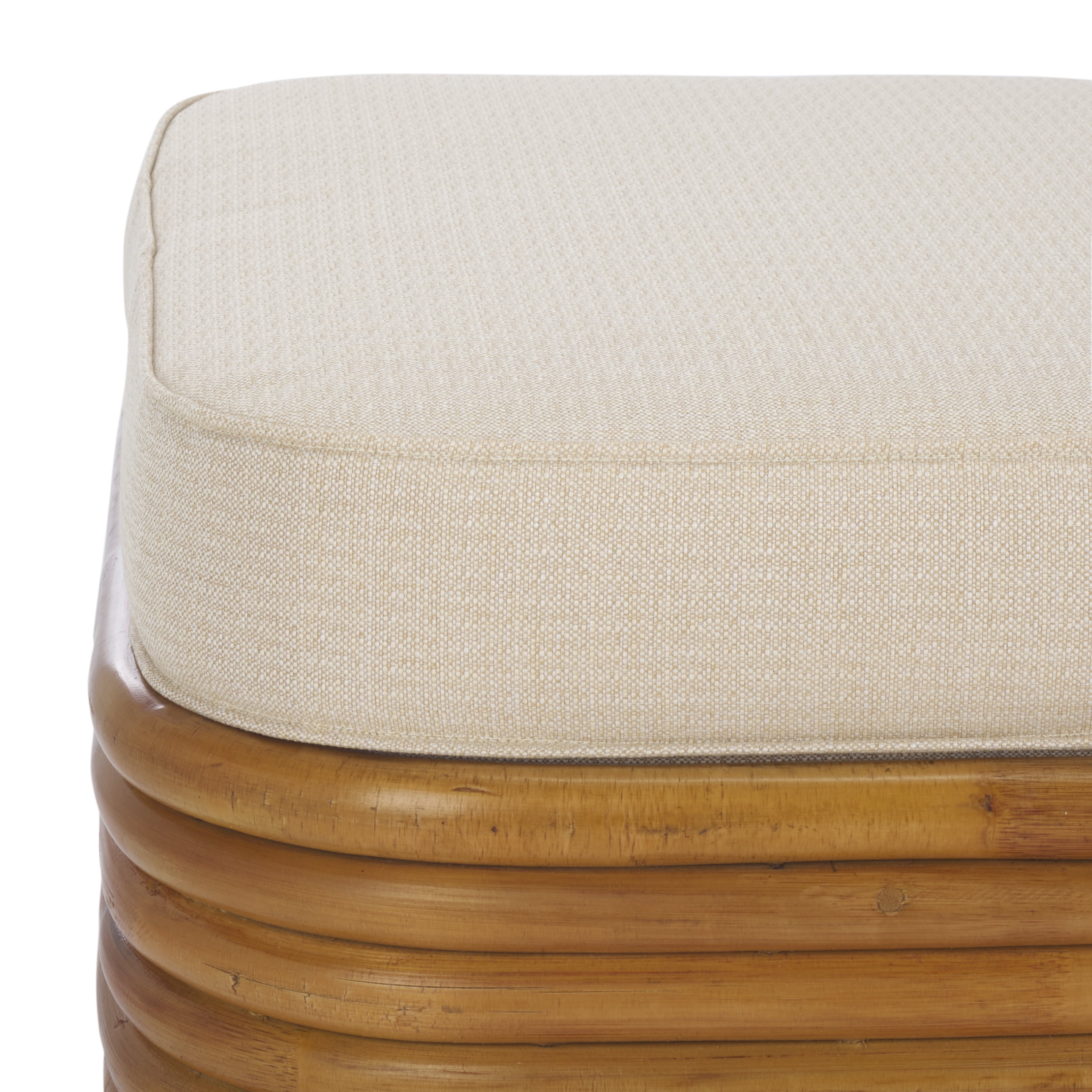 Safavieh Couture Flanders Rattan Pole Coktail Ottoman, Natural/White