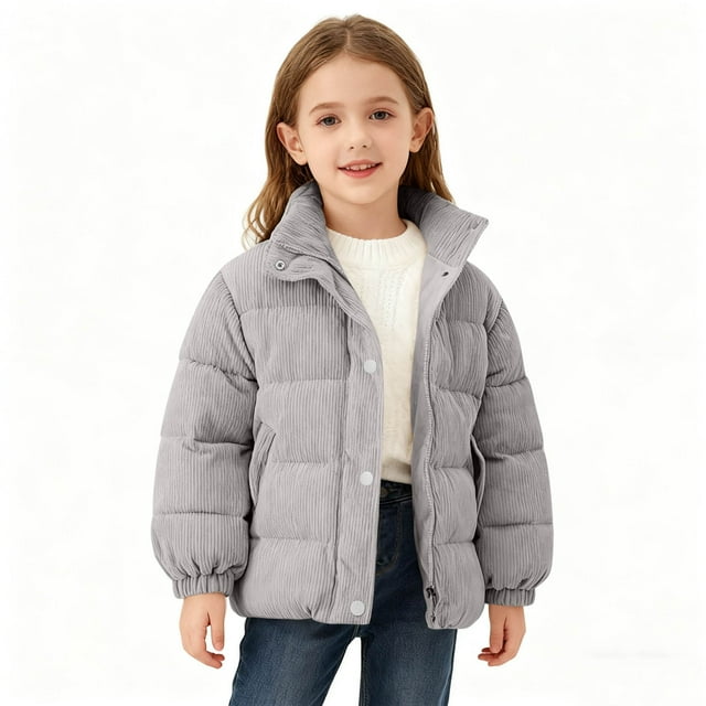 Chaquetas y abrigos casuales de manga larga sin capucha para niños, chaqueta de color sólido con apertura de bolsillo, chaqueta informal de invierno con cuello alto corto, blusa de poliéster para niño