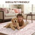 thumbnail image 3 of KoshiMe Washable Area Rug 9'x12', Non-Slip Soft Vintage Distress Floral Rugs for Living Room, Stain Resistant Low Pile Medallion Carpet for Dining Room Office, Gray Pink, 3 of 9