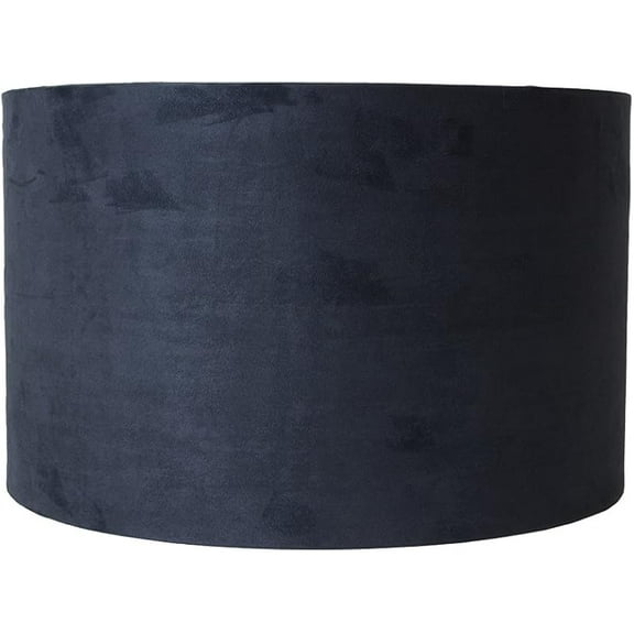 Suede Classic Drum Lampshade, 8-inch by 8-inch by 7-inch, Navy Blue, Spider-fitter