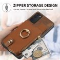 thumbnail image 3 of Nalacover Case for Samsung Galaxy S20 FE Wallet Case with Card Holder & Zipper Pocket, 360° Rotation Ring Kickstand Premium PU Leather Cover, Shockproof Magnetic Button Flip Stand Phone Case,Brown, 3 of 9