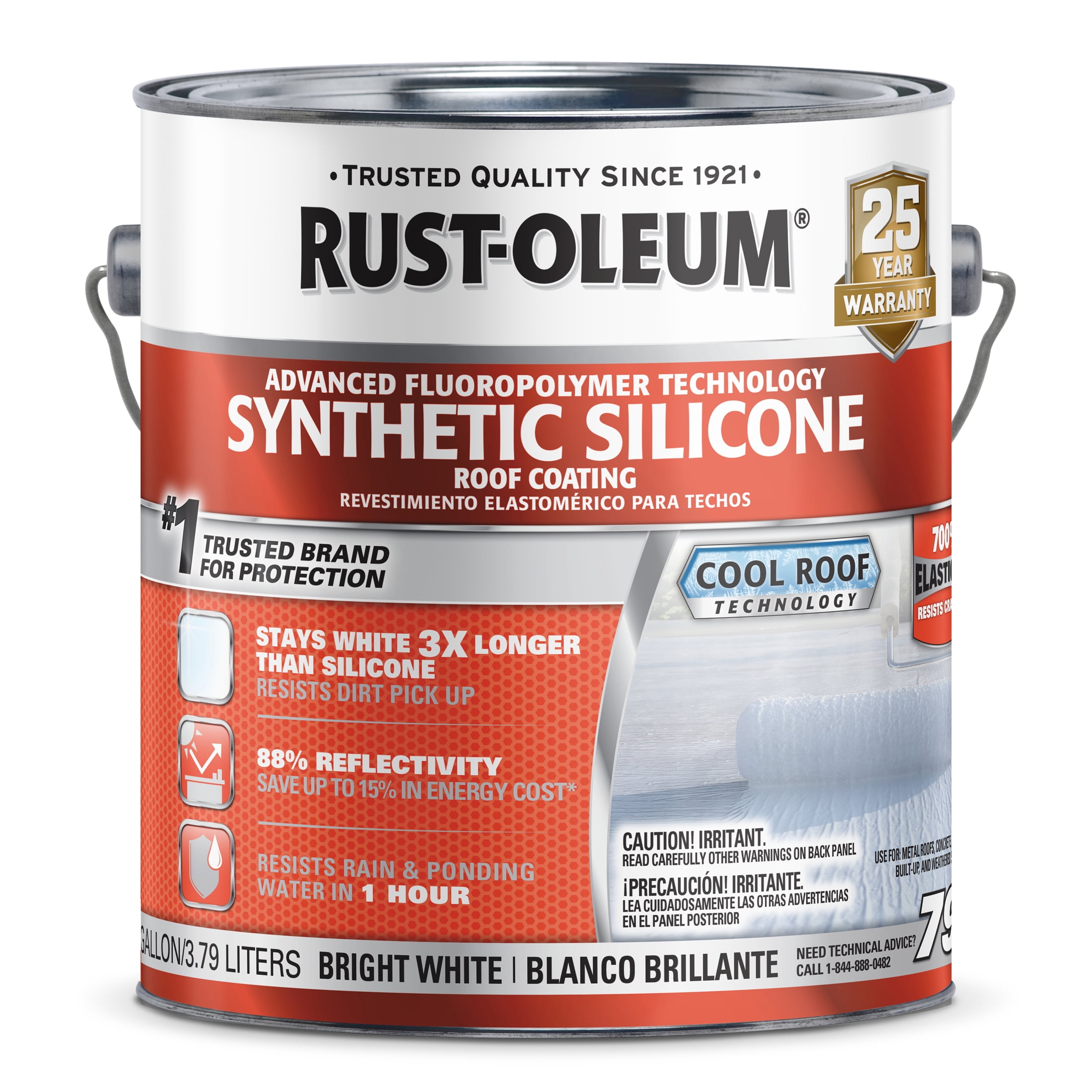 2 Pack, Bright White, Rust-Oleum 790 Synthetic Silicone Roof Coating - 381788, Gallon