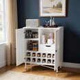 thumbnail image 3 of Strafriture Wine Bar Cabinet with Storage, Wine Rack and Glass Holder, Coffee Bar Cabinet with 2 Rows Wine Racks,Buffet Sideboard for Dining Room, Kitchen, Living Room, White, 3 of 13