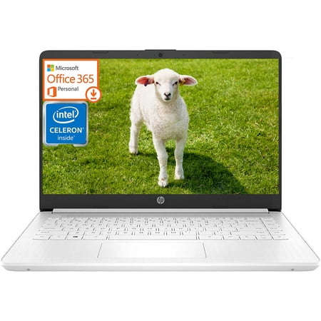 HP 14 Inch Laptop for College Students, Ultral Light Laptops for Business, Intel Celeron N4120, 16GB RAM + 320GB Storage (64GB eMMC+256GB MSD), 1-Year Office 365, White, Windows 11 S